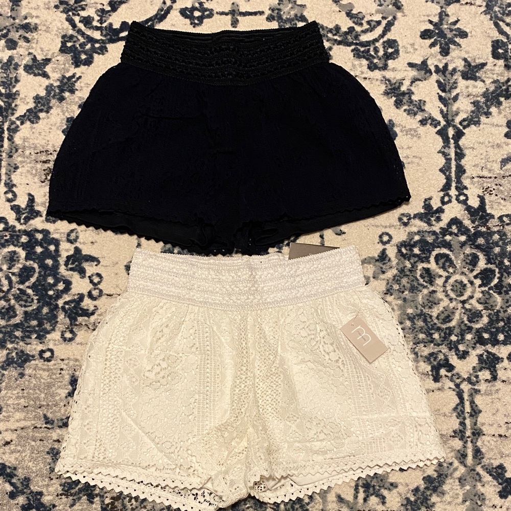 Maurices Navy and White Lace High Waist Shorts